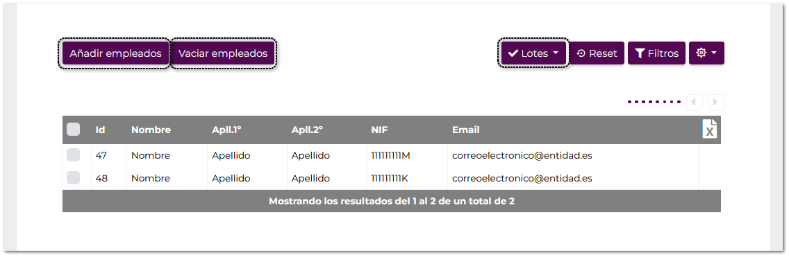 Empleados del formulario