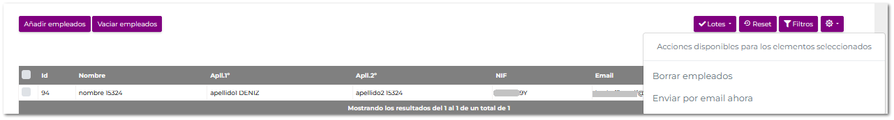 Empleados del formulario